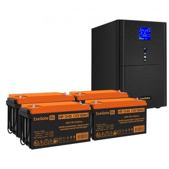 Комплект EXEGATE ИБП EX295991RUS + батарея 65Aч EX282982RUS 4шт