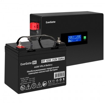 Комплект ИБП EXEGATE IDEALSINE SR-600.LCD.2SH + батарея 33Aч, 1 шт